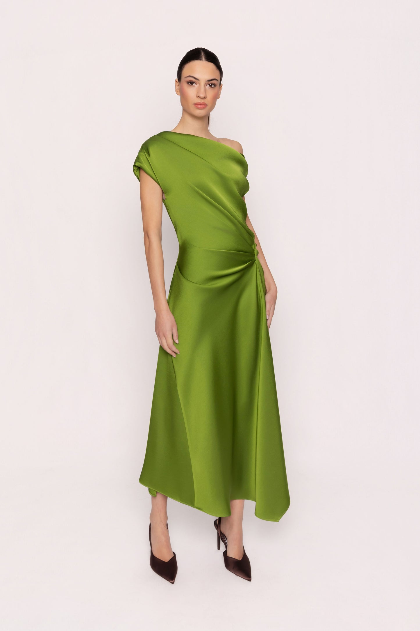 Carla Ruiz Lime Satin Dress 53035