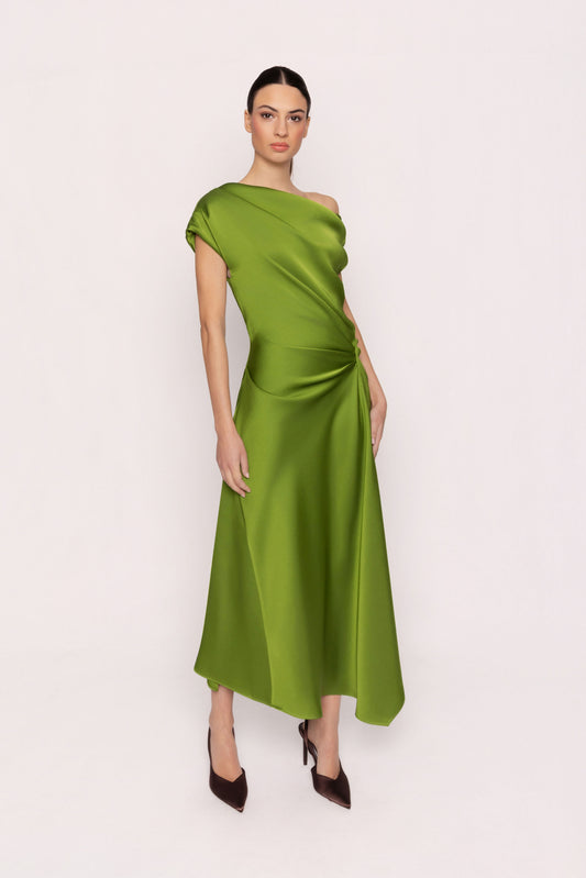 Carla Ruiz Lime Satin Dress 53035