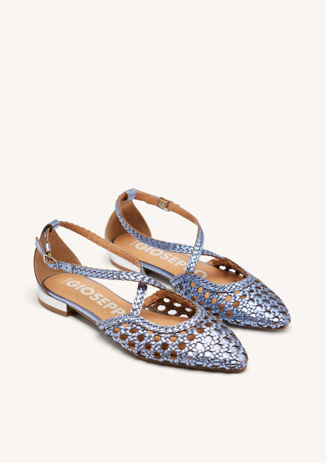 Gioseppo Woven Blue Metallic Flat Shoe Leskovic