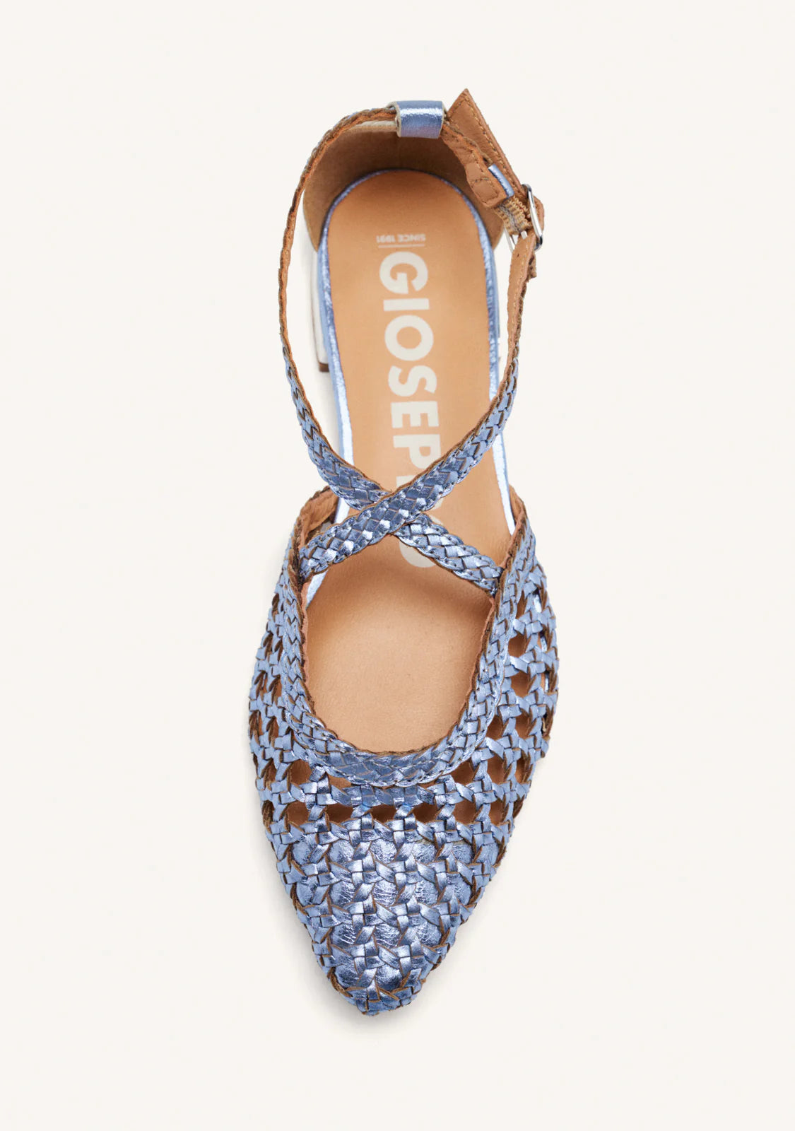 Gioseppo Woven Blue Metallic Flat Shoe Leskovic