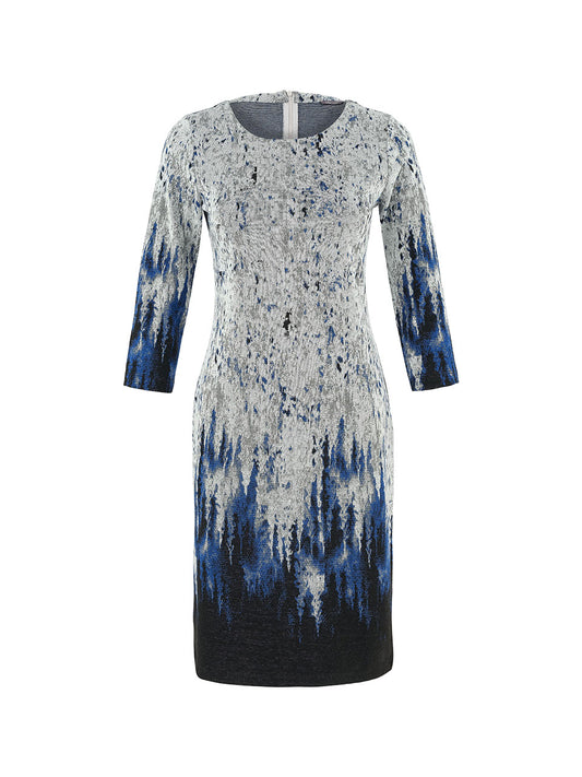 Dolcezza Silver/Blue 3/4 Sleeve Dress 75134