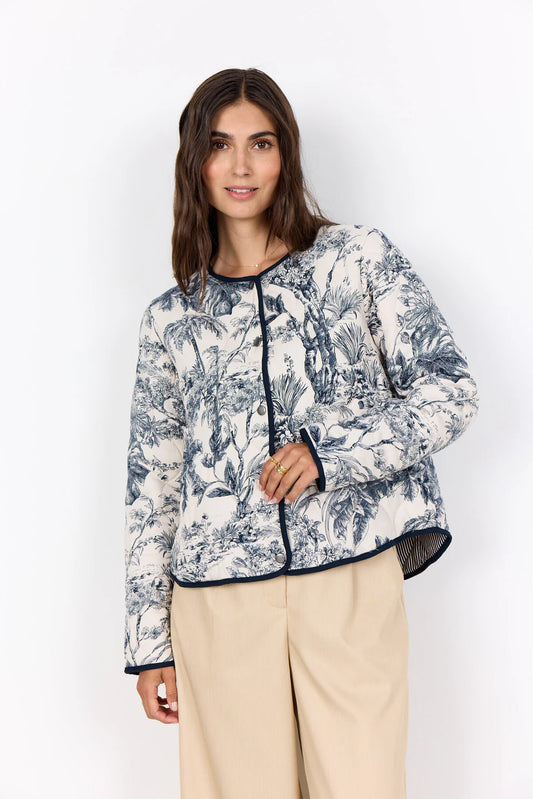Soya Concept Leaf Print Quilted Jacket 41661