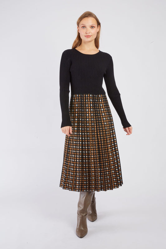 Derhy Black/Rust Knitted Dress Carlotta