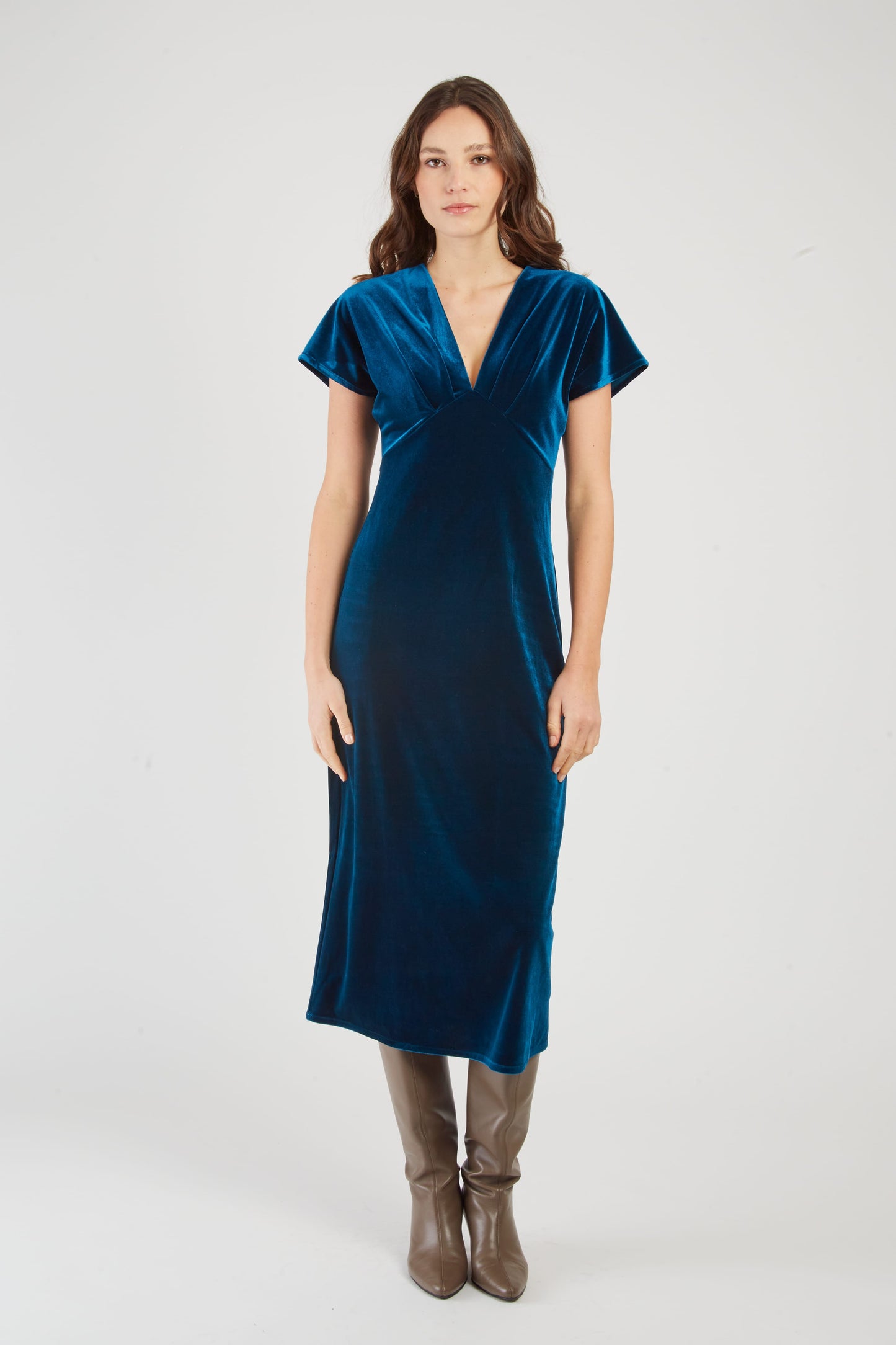 Derhy Blue Velvet Dress Edith