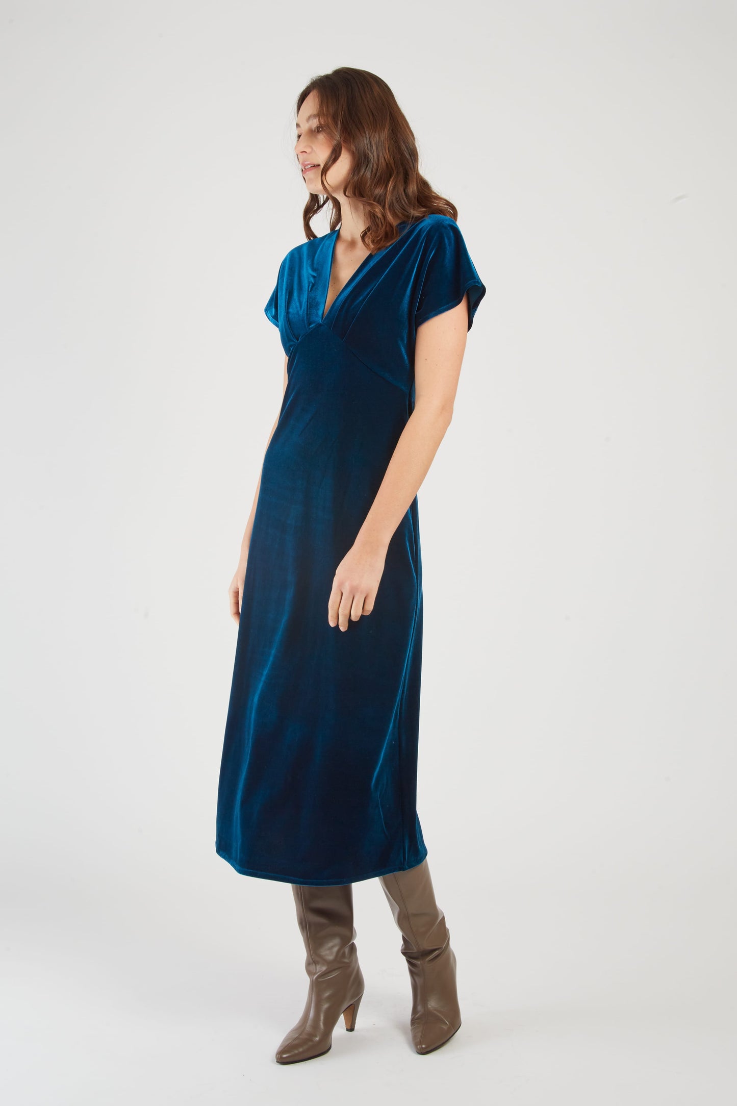 Derhy Blue Velvet Dress Edith