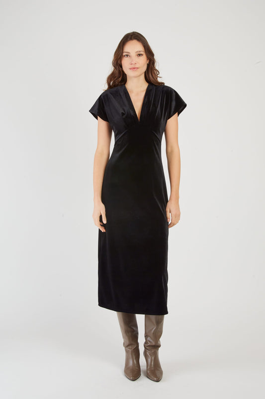 Derhy Black Velvet Dress Edith