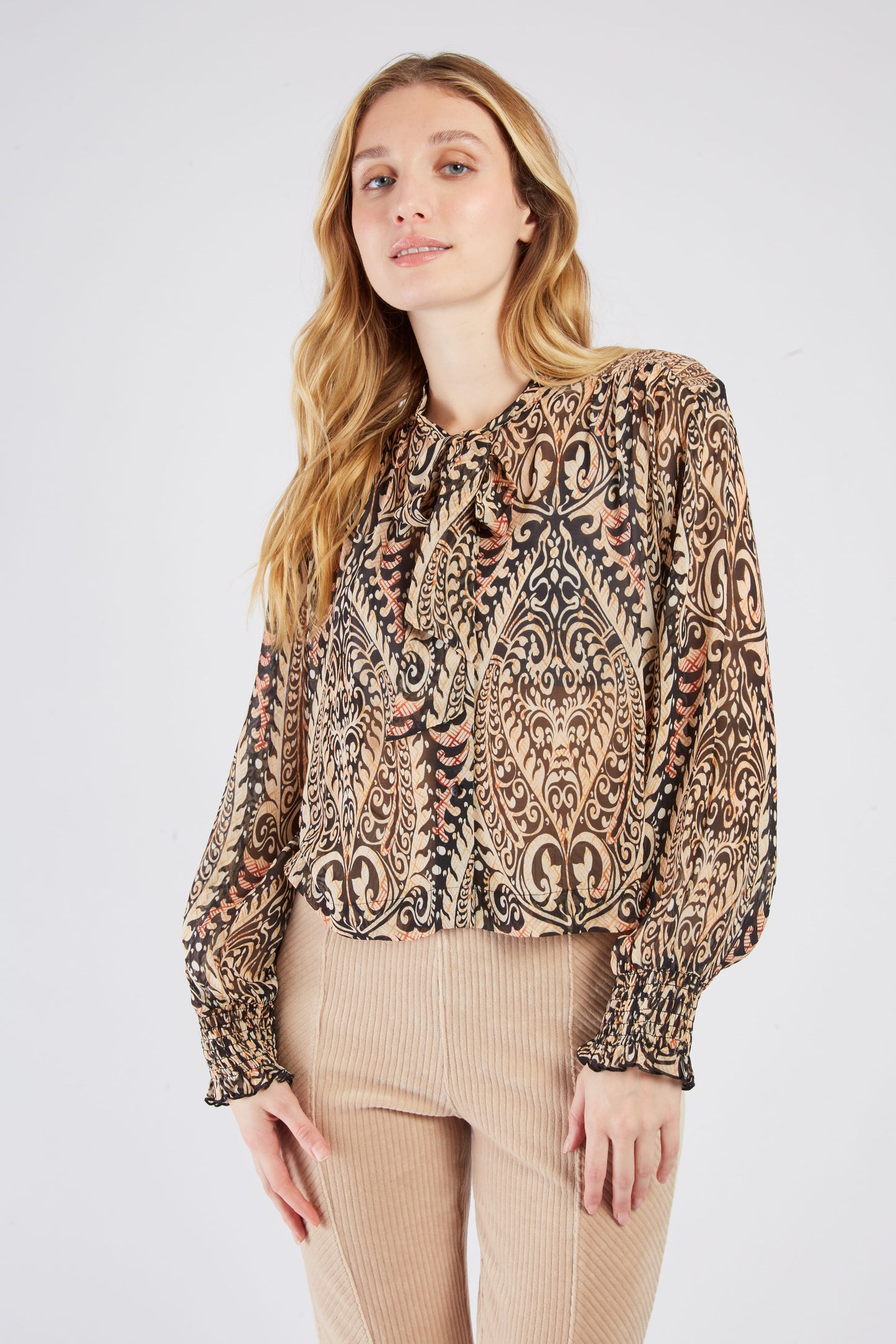 Derhy Arabesque Print Blouse Genereuse