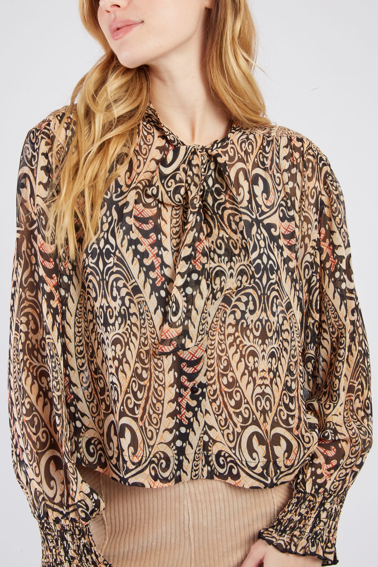 Derhy Arabesque Print Blouse Genereuse
