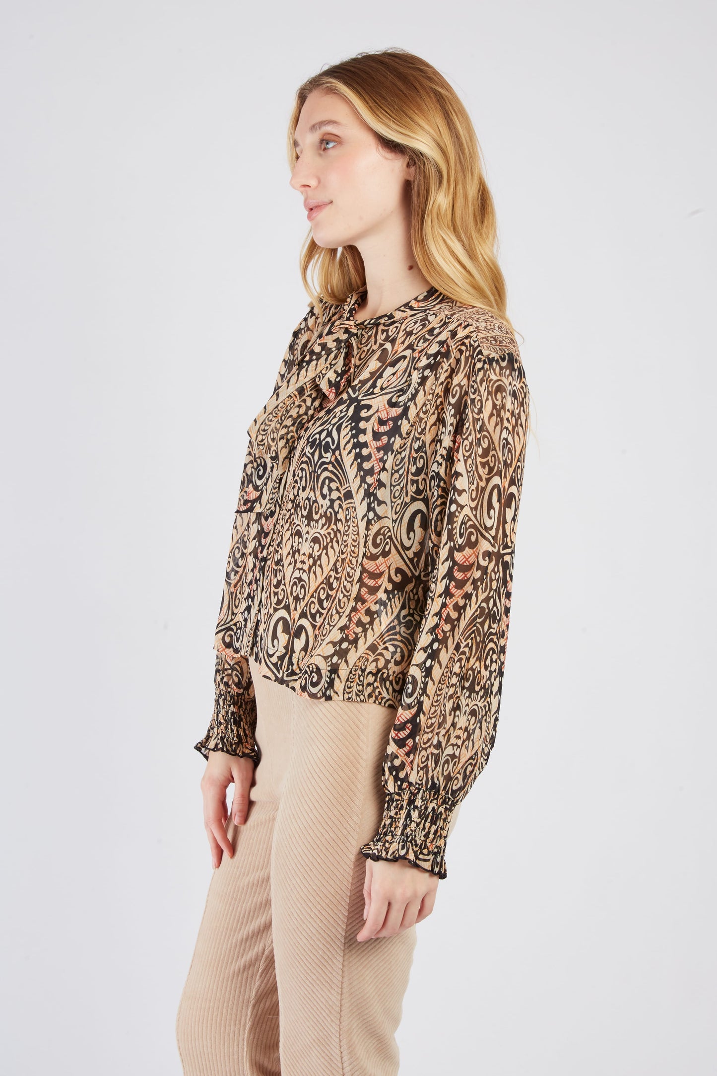 Derhy Arabesque Print Blouse Genereuse