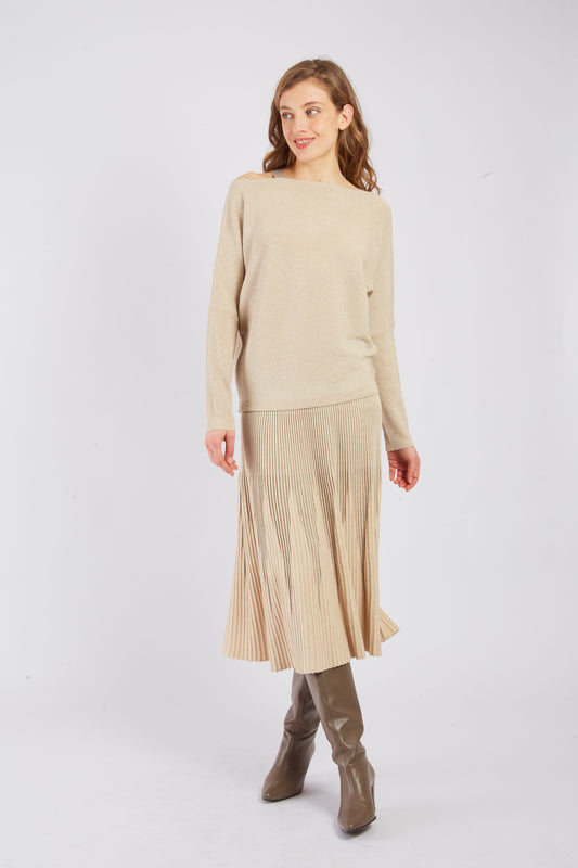 Derhy Beige Metallic Sweater Aimee