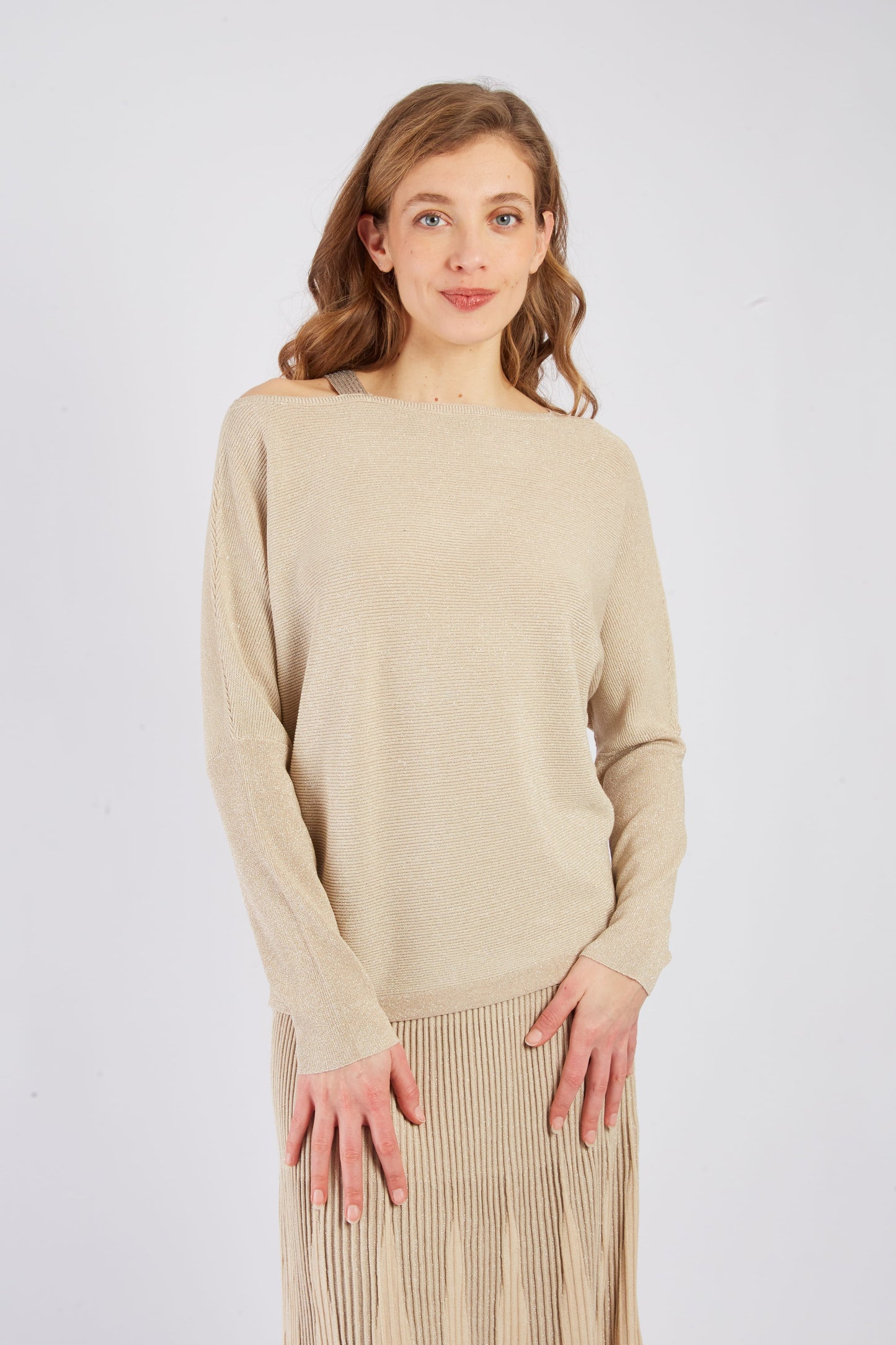 Derhy Beige Metallic Sweater Aimee