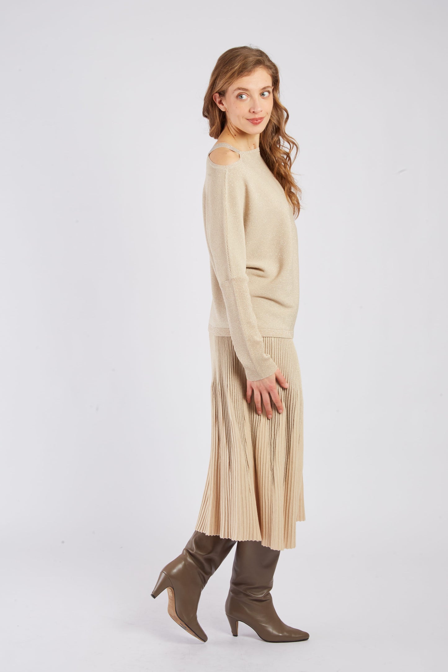 Derhy Beige Metallic Sweater Aimee