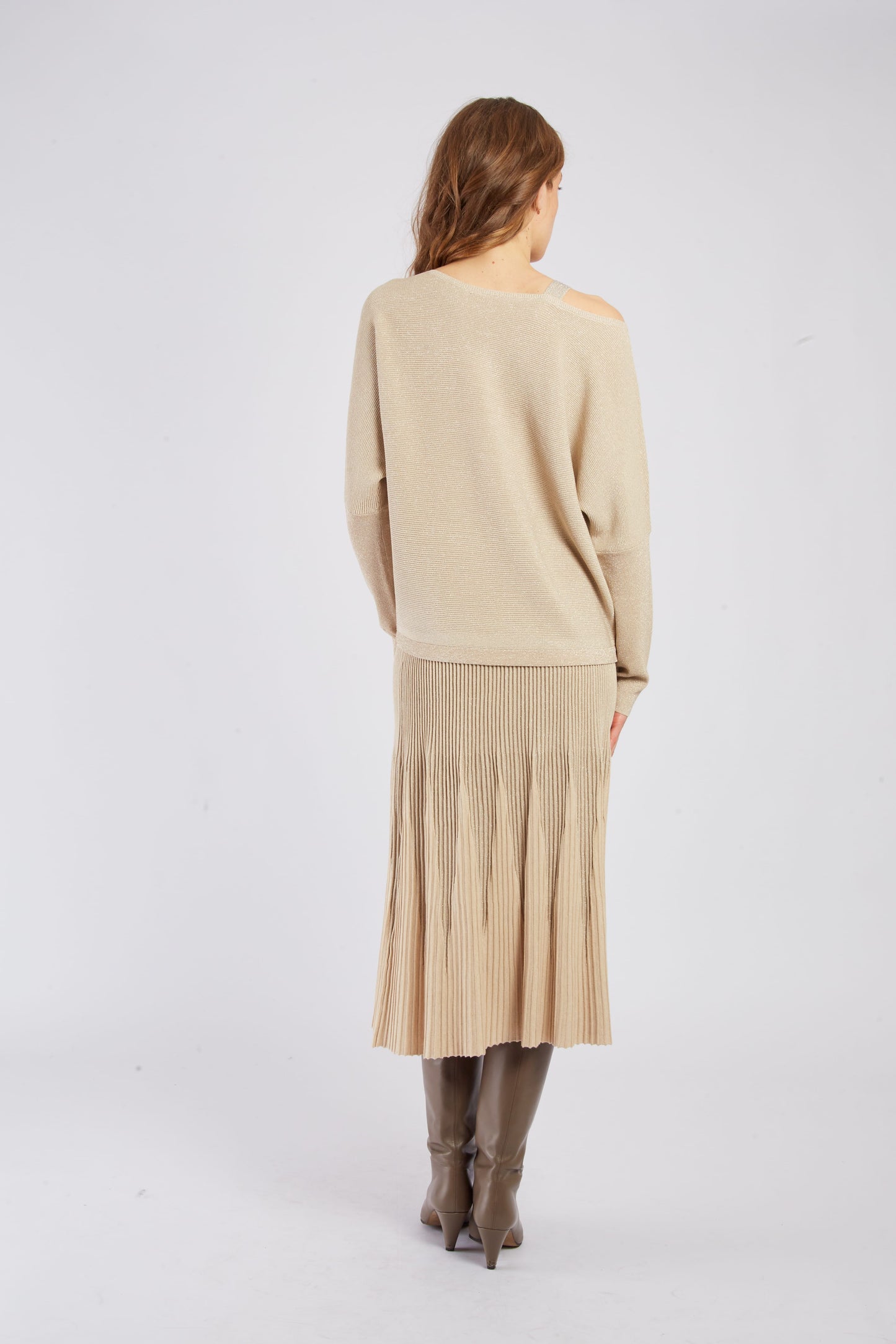 Derhy Beige Metallic Sweater Aimee