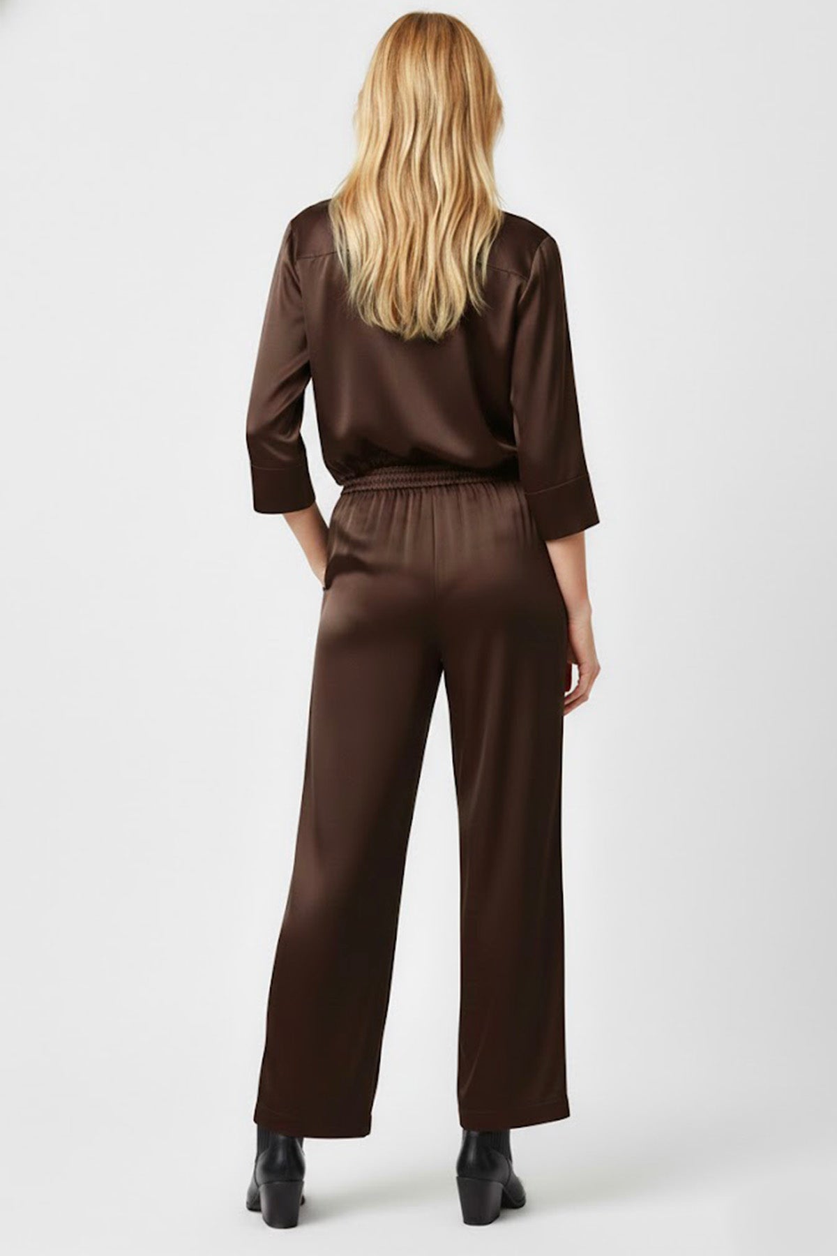 Derhy Brown Satin Trousers Capucine