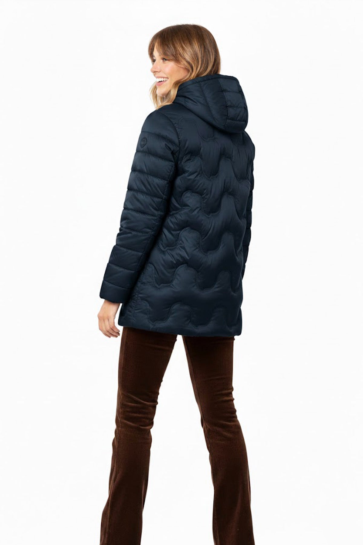 Derhy Navy Hooded Coat Dalila