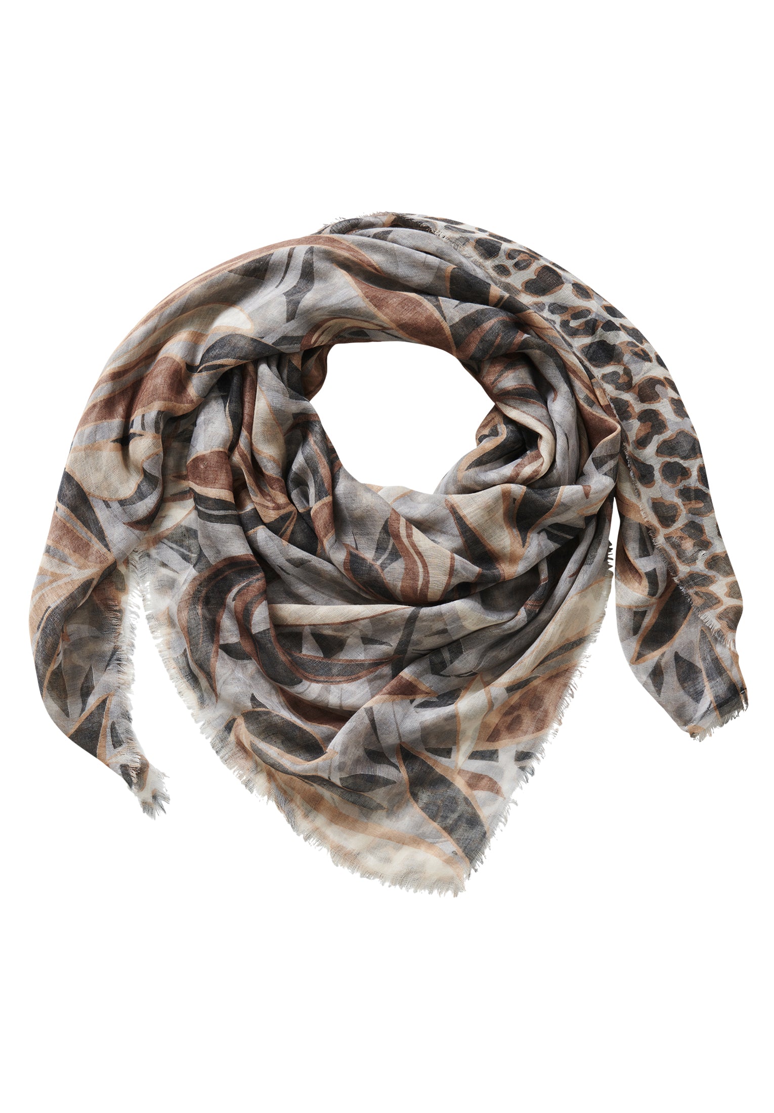 Foulard Authentique Betty Barclay En Soie 100% - Motif Floral Noir Et Blanc - Occasion Bon état