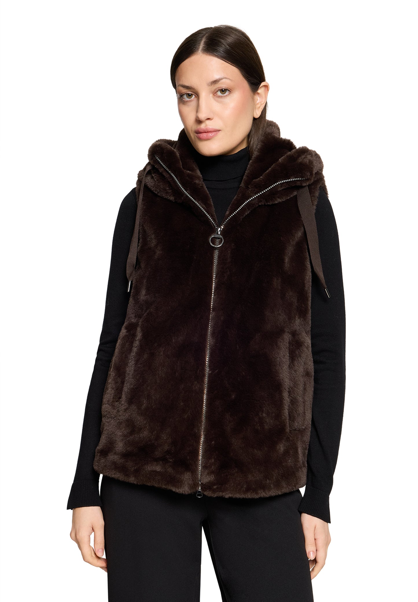 Betty Barclay Brown Fur Gilet 7195/1540