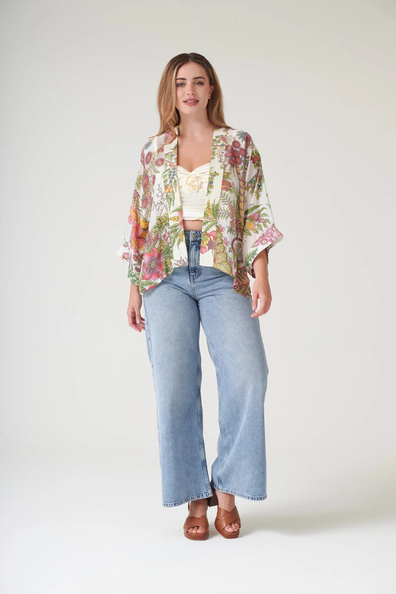 One Hundred Stars Boho Garden Ecru Kimono Kimbohecr