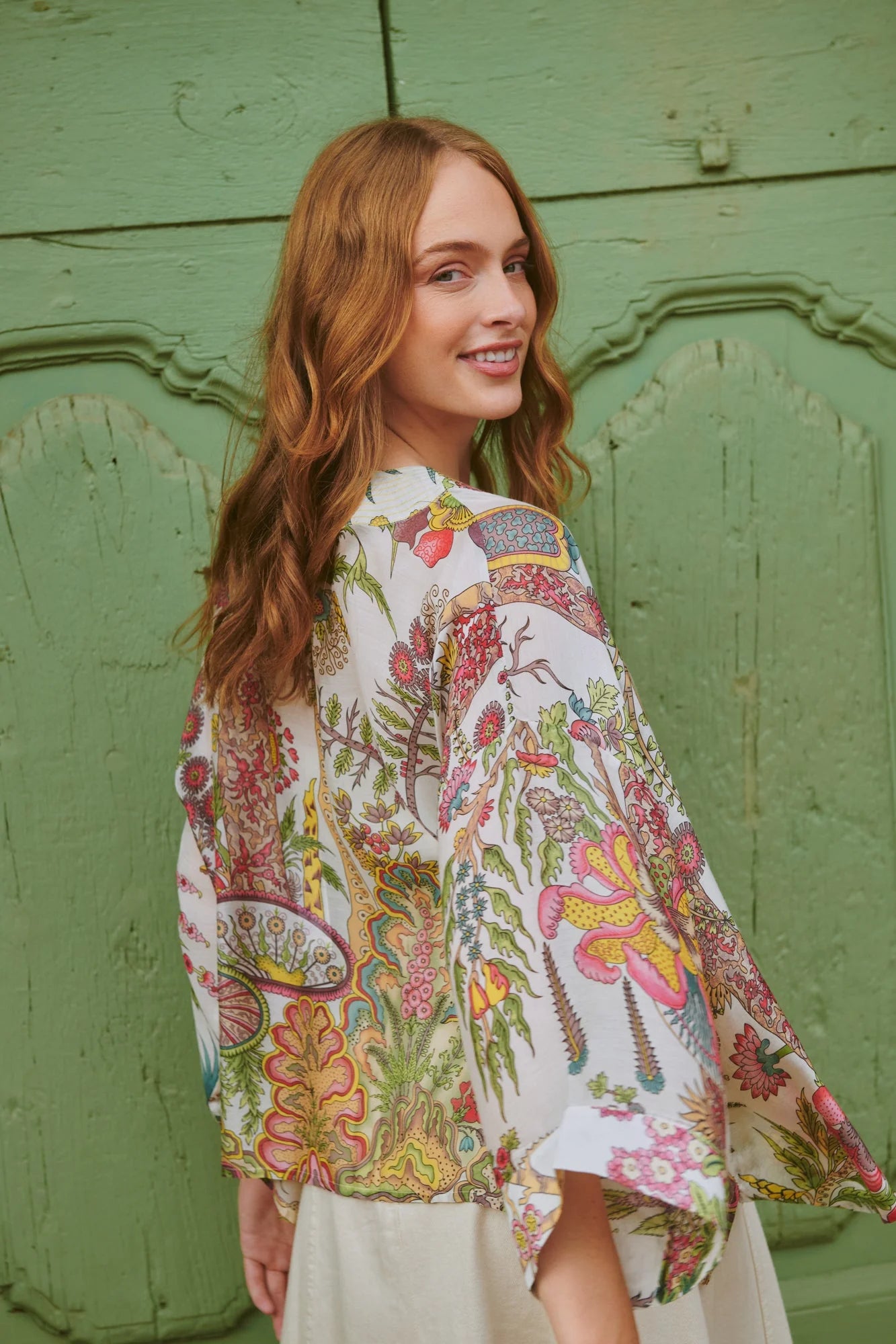 One Hundred Stars Boho Garden Ecru Kimono Kimbohecr