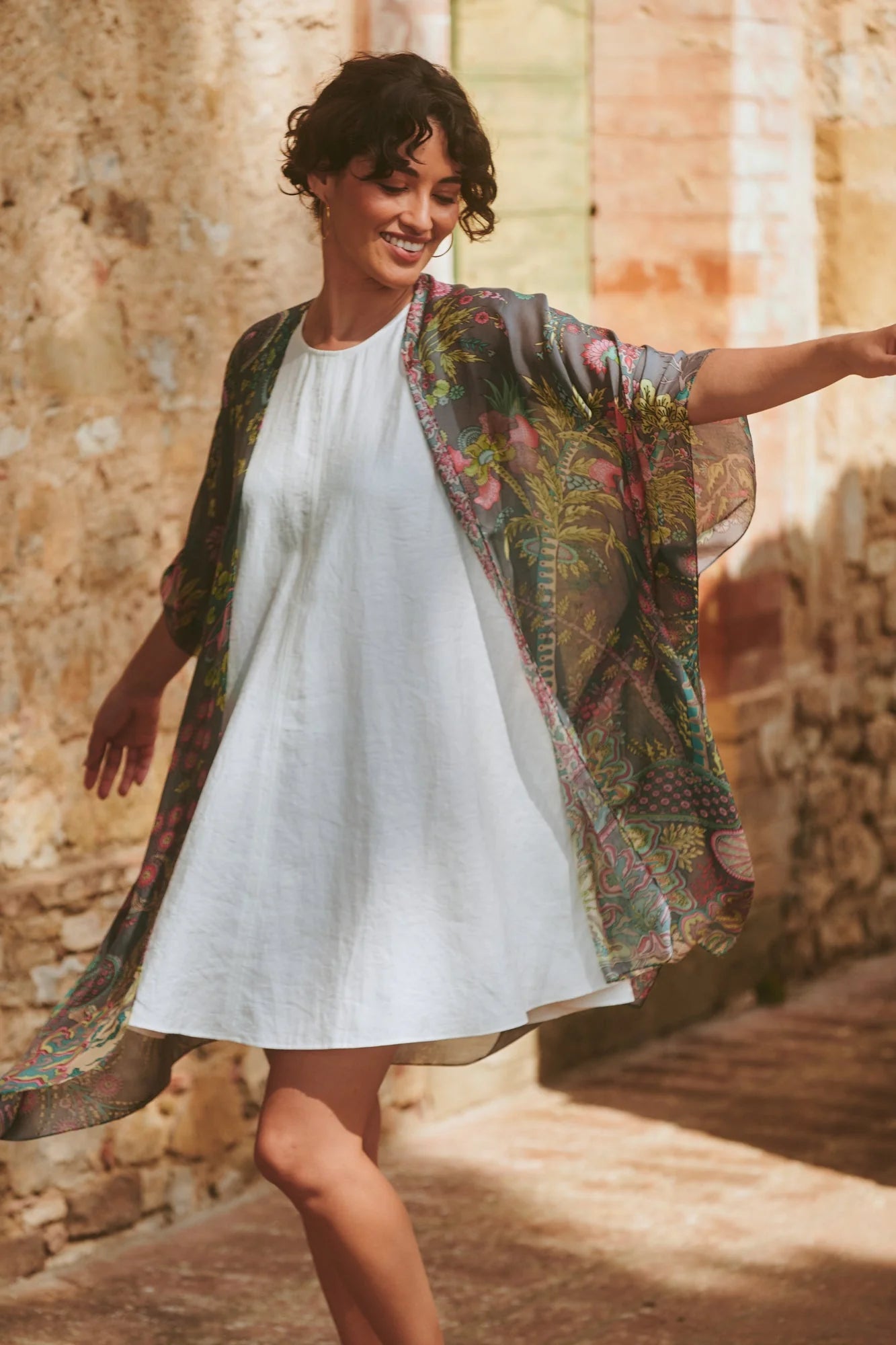 One Hundred Stars Boho Garden Grey Throwover Thrbohgry