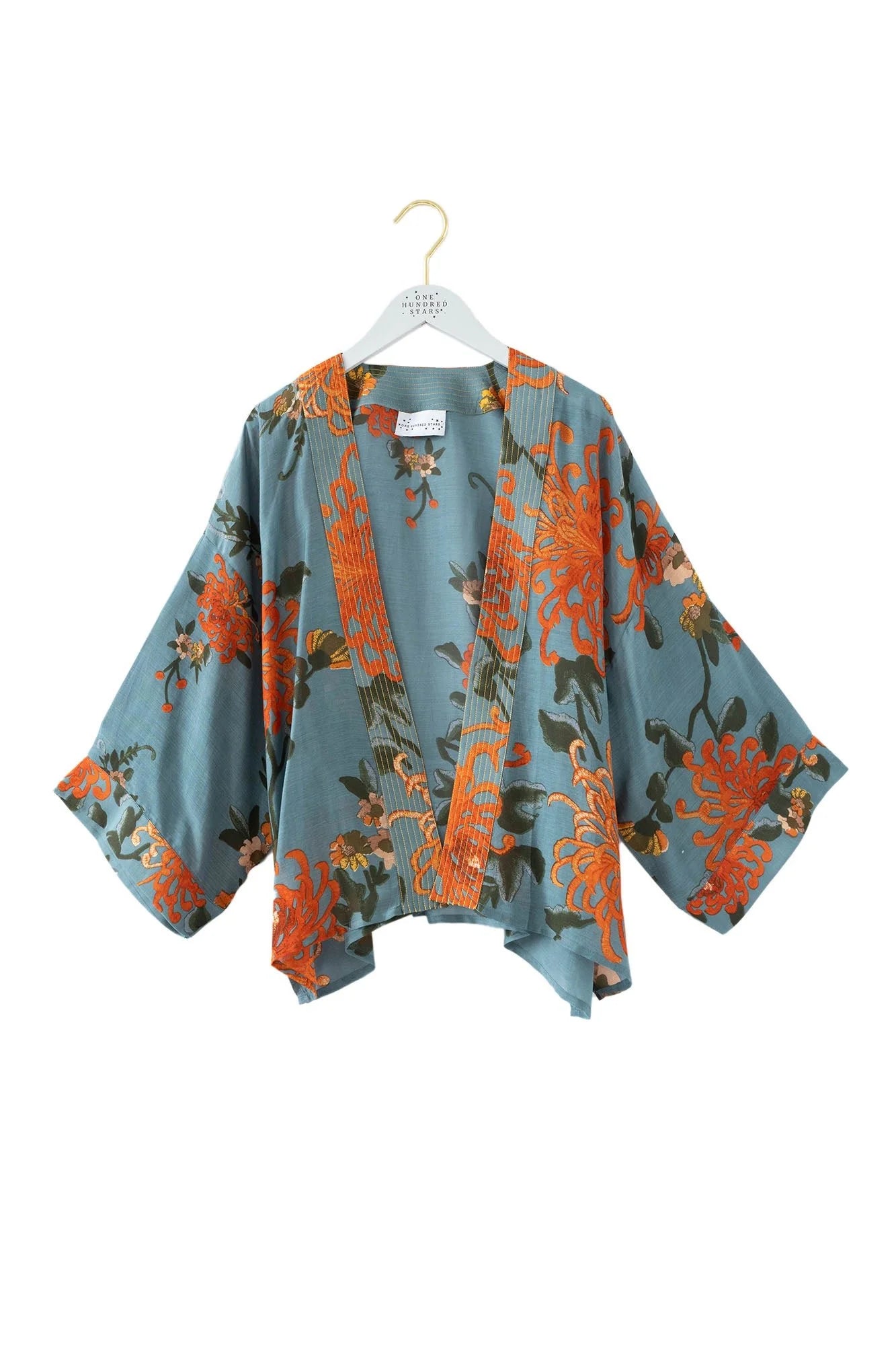 One Hundred Stars Chrysanthemum Grey Kimono KIMCHRGRY