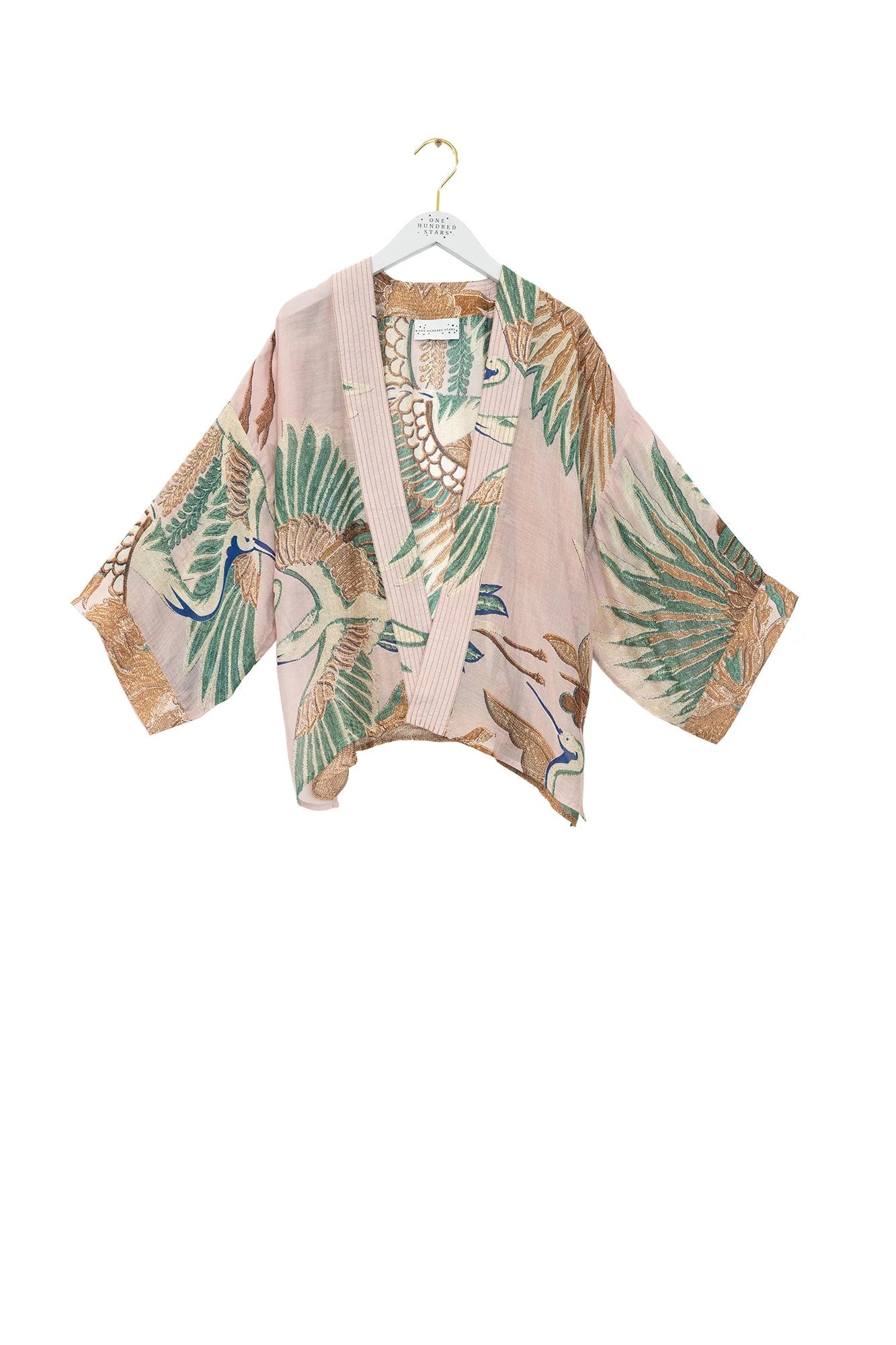 One Hundred Stars Crane Plaster Pink Kimono