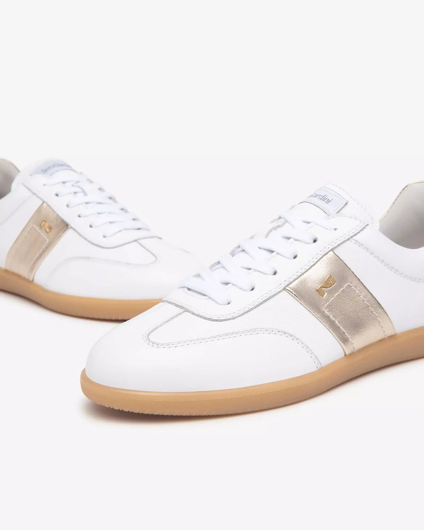 Nero Giardini White/Gold Leather Trainer E512851D
