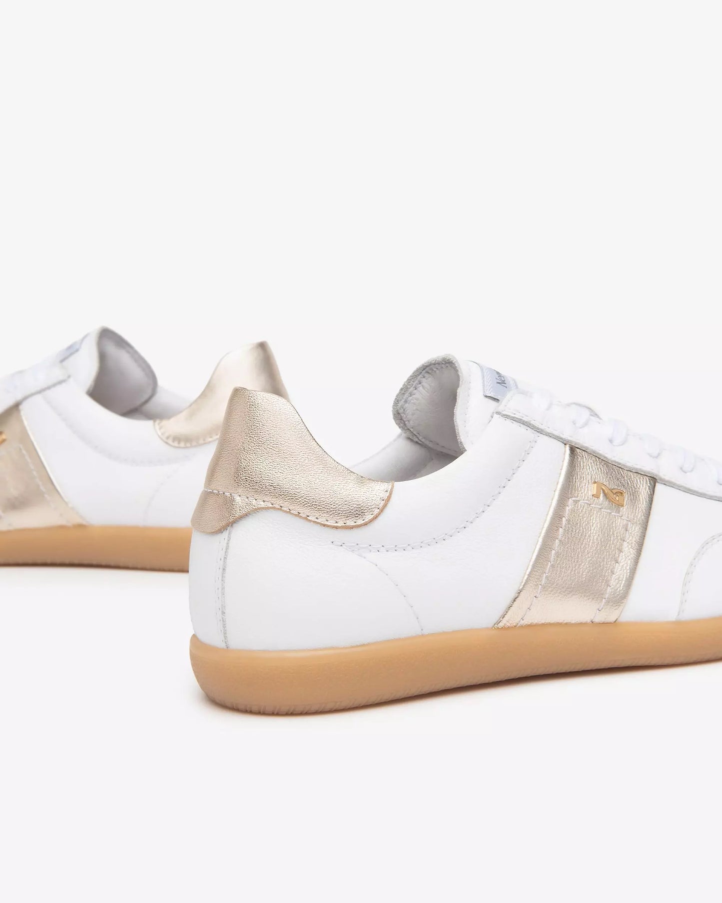 Nero Giardini White/Gold Leather Trainer E512851D