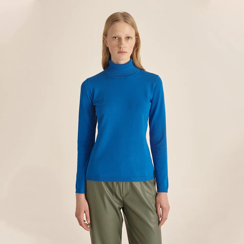 Marina V Blue Roll Neck Sweater