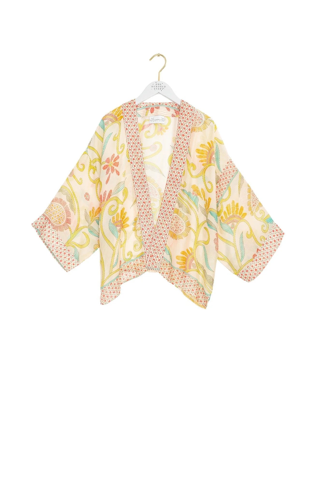 One Hundred Stars Giant Kantha Lime Kimono Kimkanlim