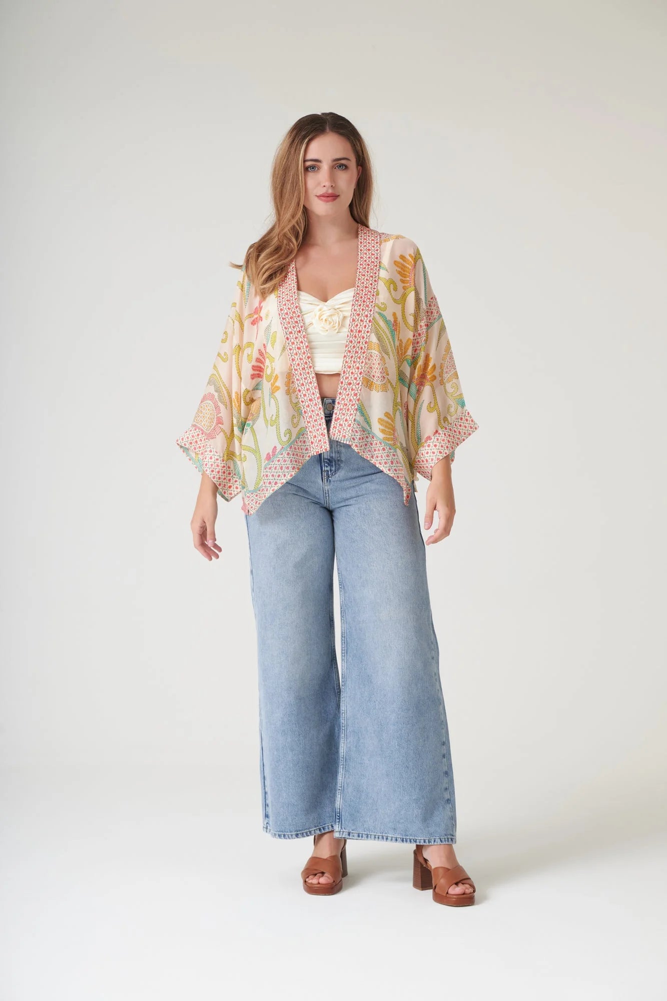 One Hundred Stars Giant Kantha Lime Kimono Kimkanlim