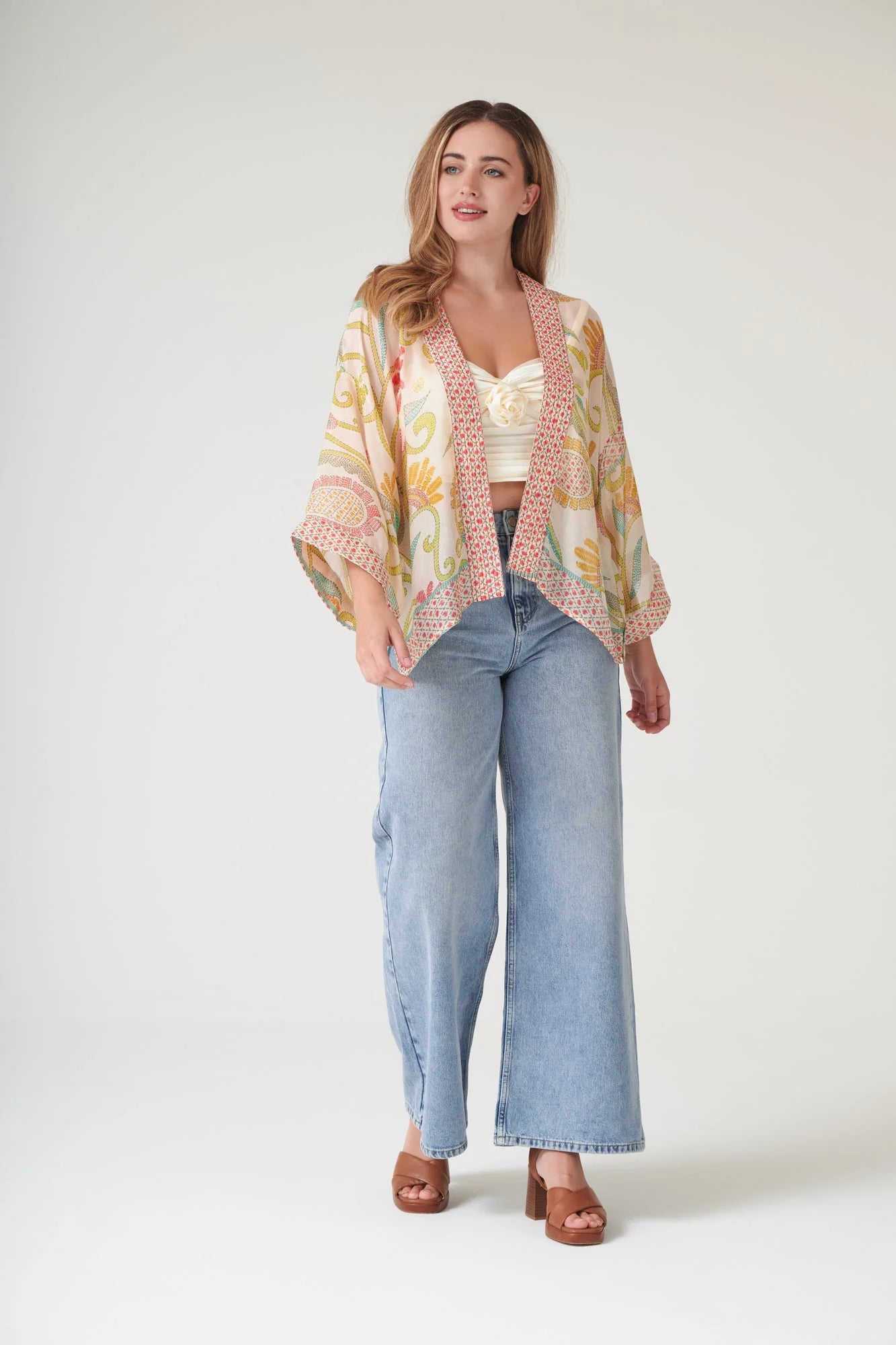 One Hundred Stars Giant Kantha Lime Kimono Kimkanlim