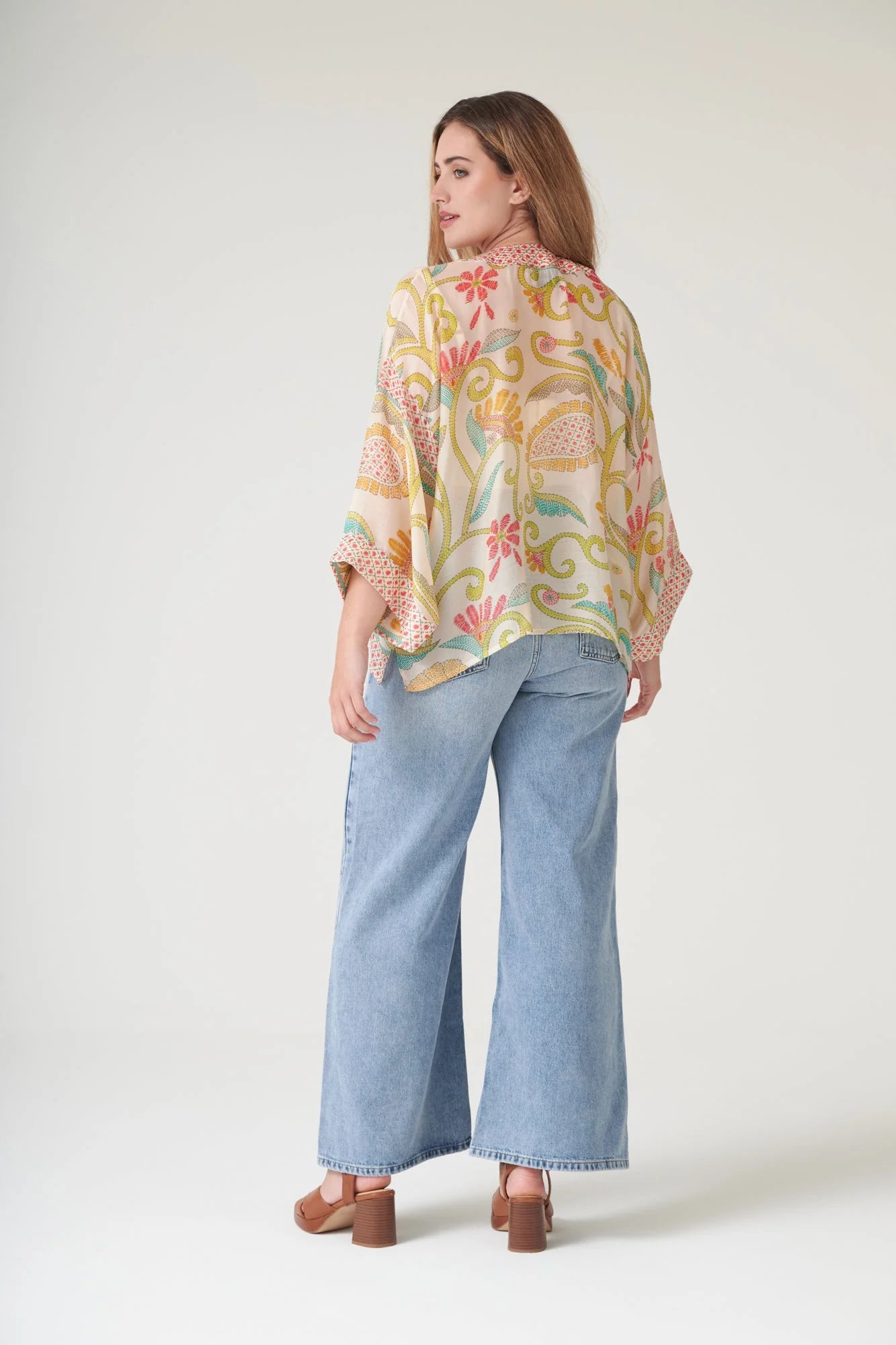 One Hundred Stars Giant Kantha Lime Kimono Kimkanlim