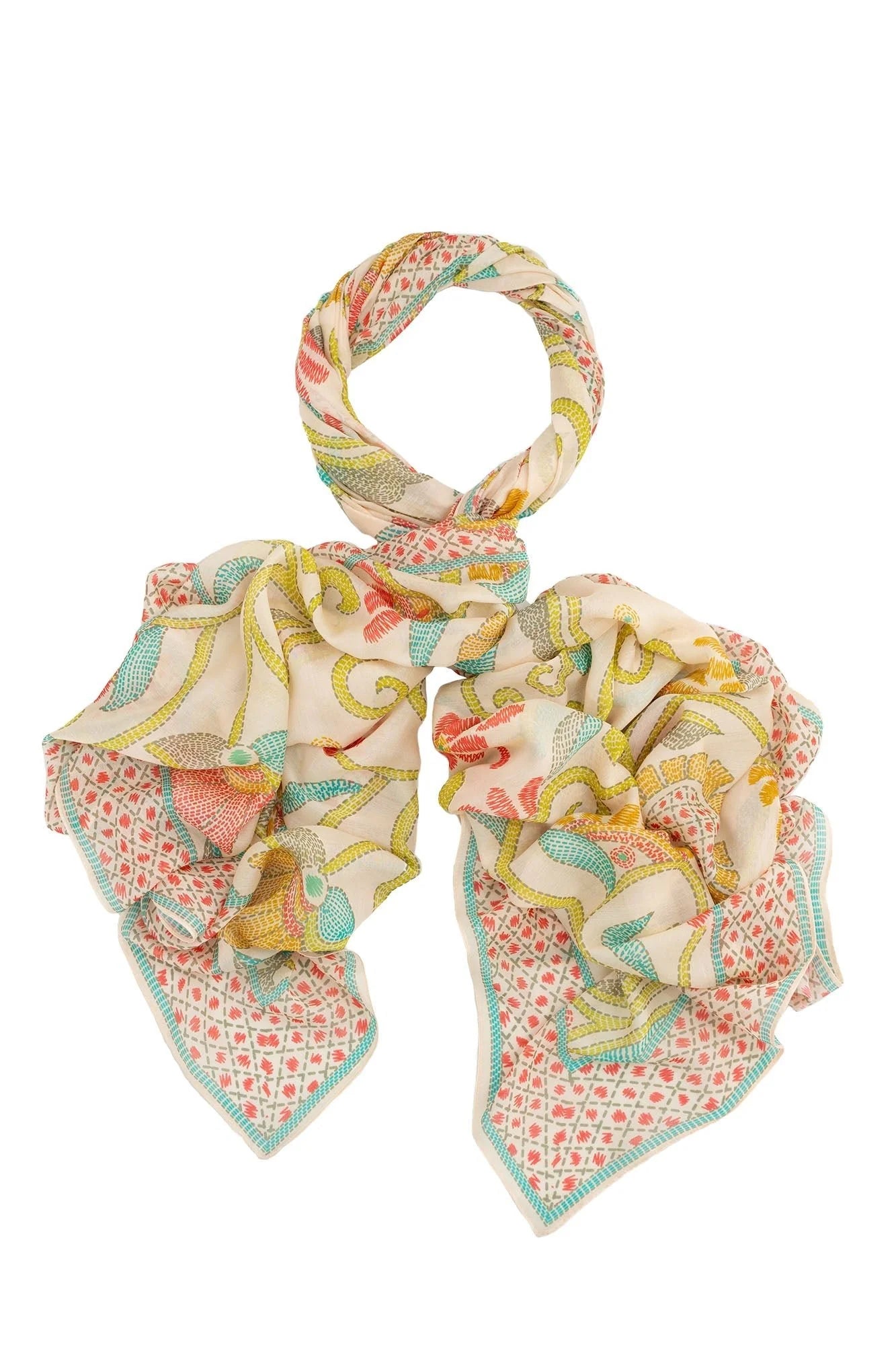 One Hundred Stars Giant Kantha Lime Scarf Scakanlim