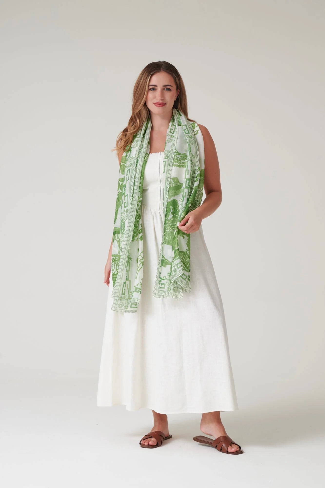 One Hundred Stars Giant Willow Green Scarf Scagiwgrn