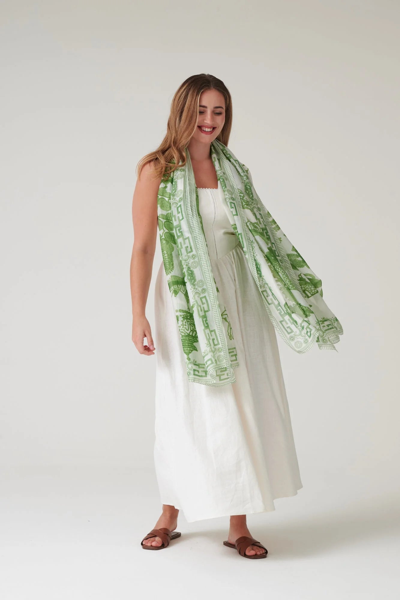 One Hundred Stars Giant Willow Green Scarf Scagiwgrn