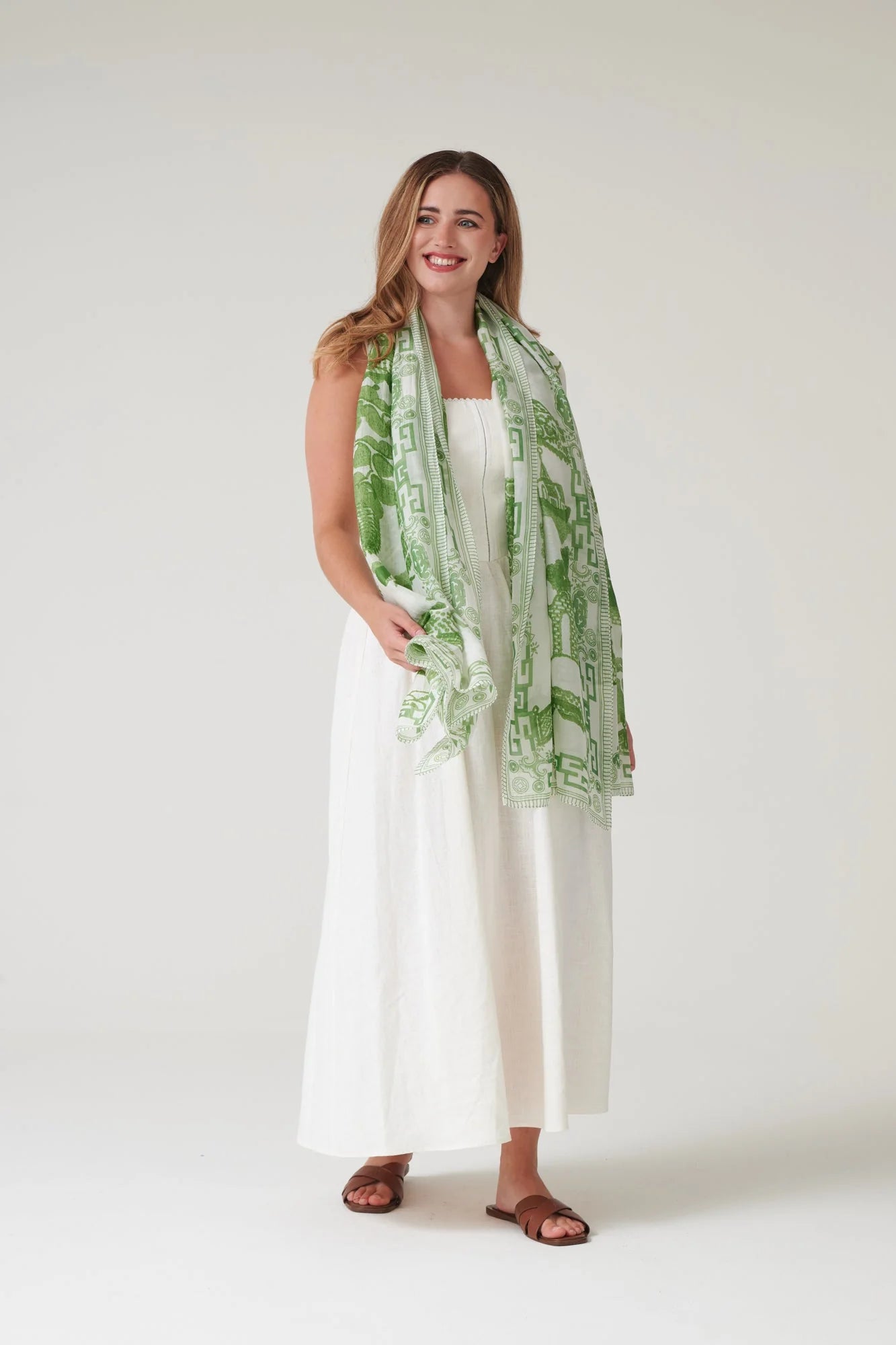 One Hundred Stars Giant Willow Green Scarf Scagiwgrn