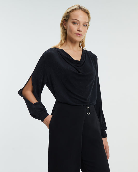 Paz Torras Metallic Black Top