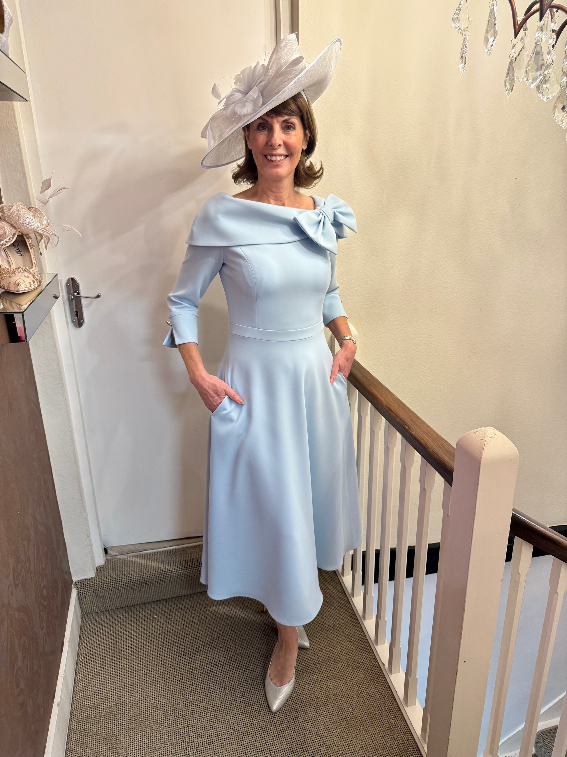 Claudia C Pale Blue Off the Shoulder Dress Berna – N.Shelley