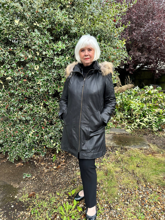 Levinsky Black Leather Parka