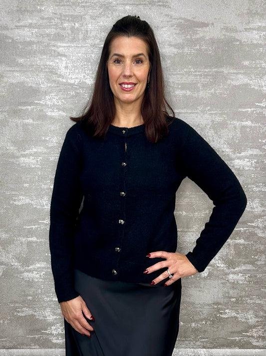 White Leaf Black Bow Cardigan LGN