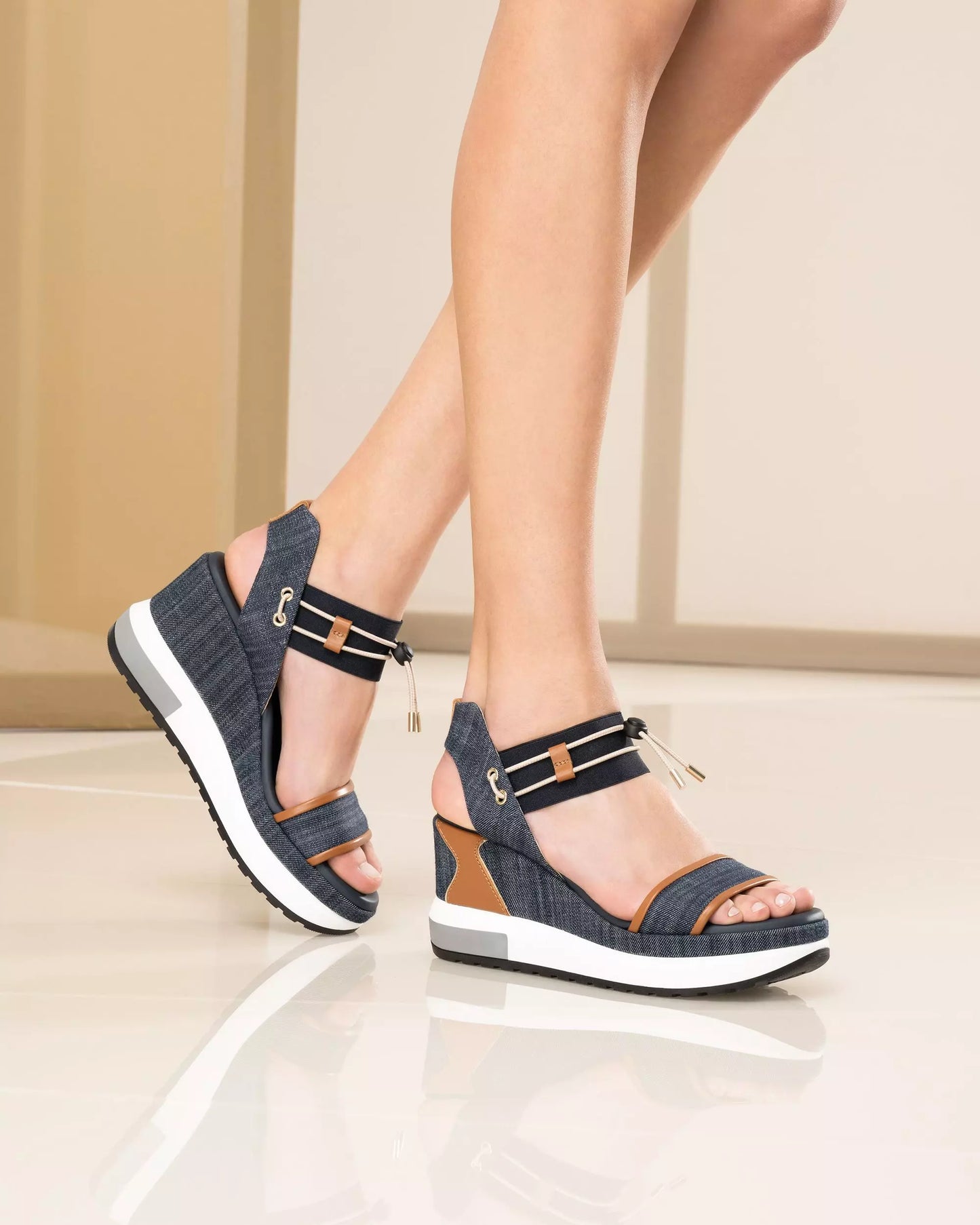 Nero Giardini Denim Sporty Wedge Sandal E513600