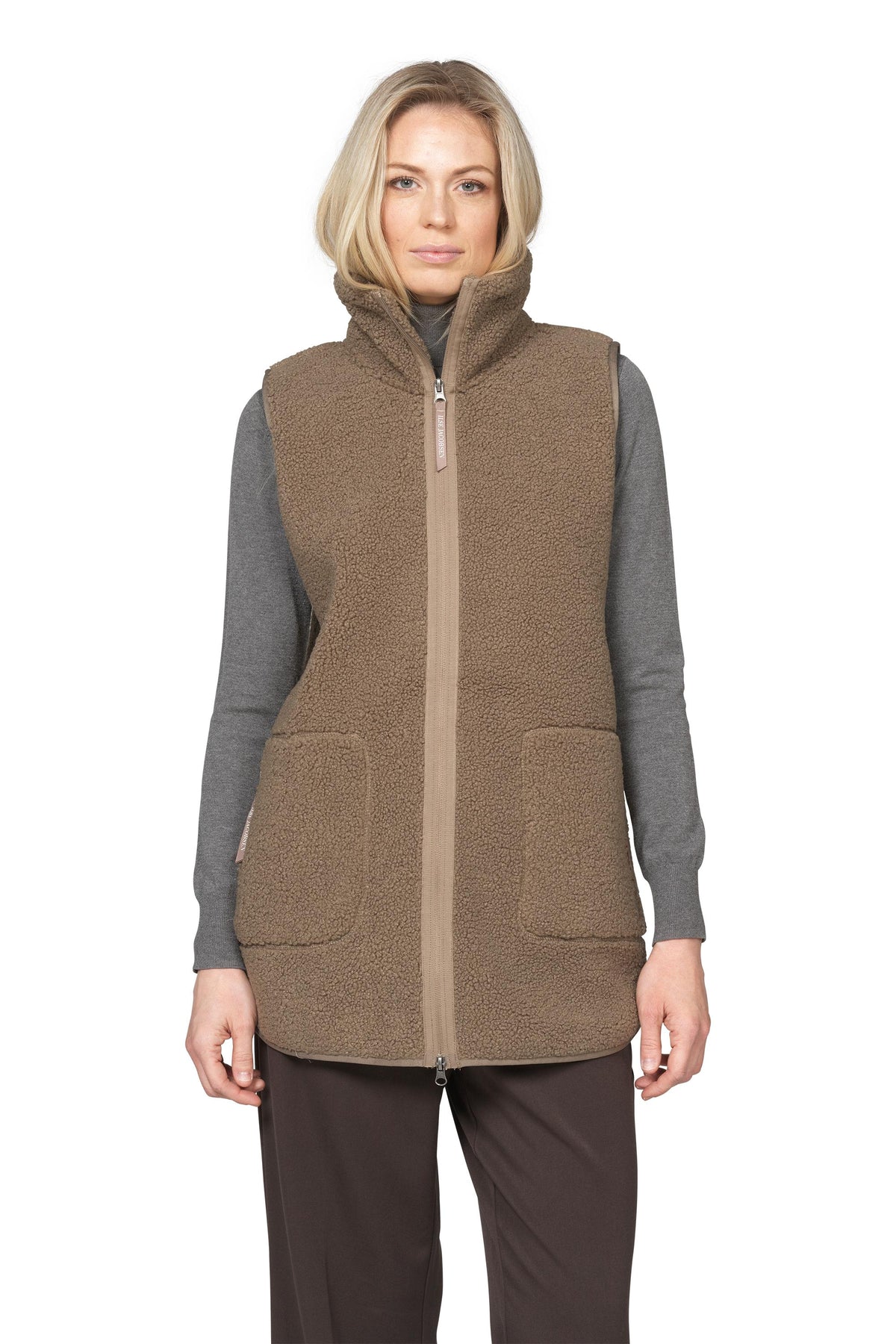 Isle Jacobsen Greige Gilet BONDEDPILE02