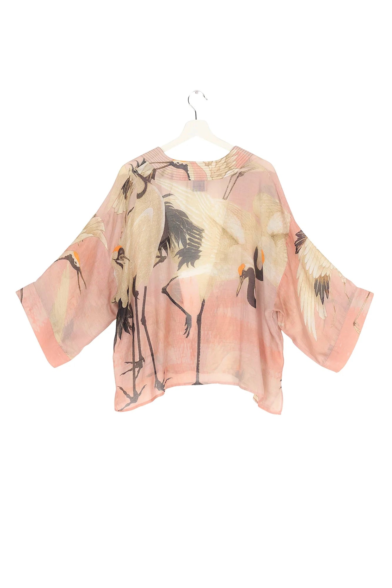 One Hundred Stars Stork Plaster Pink Kimono