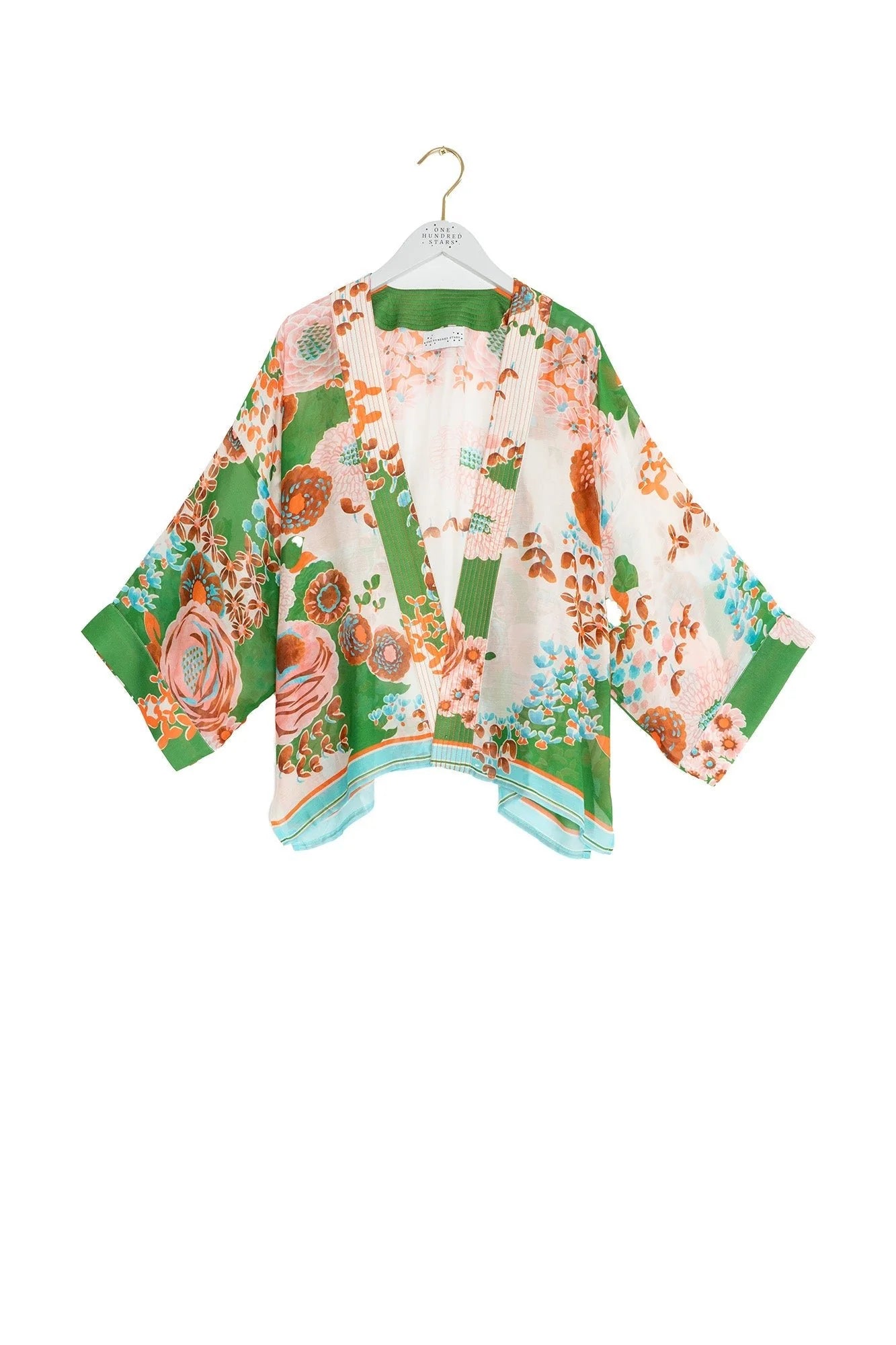 One Hundred Stars Kitsch Bouquet Green Kimono Kimkitgrn