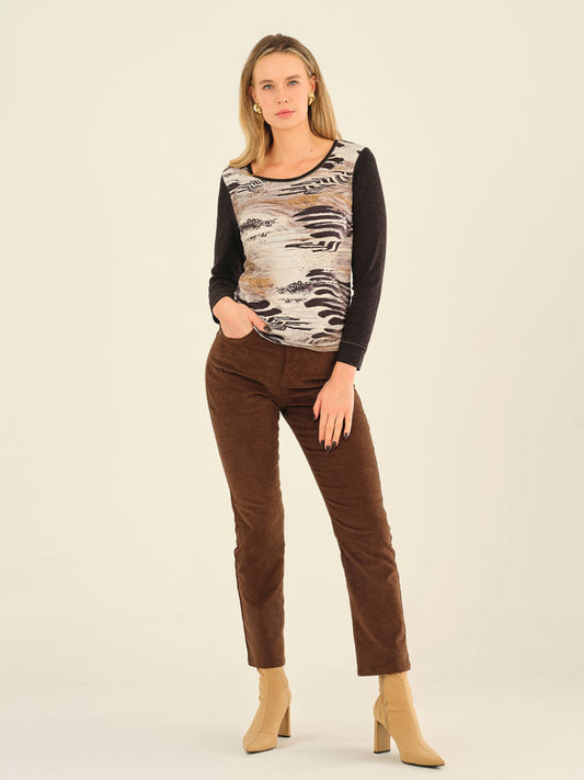 Dolcezza Charcoal Scoop Neck T-Shirt 75681