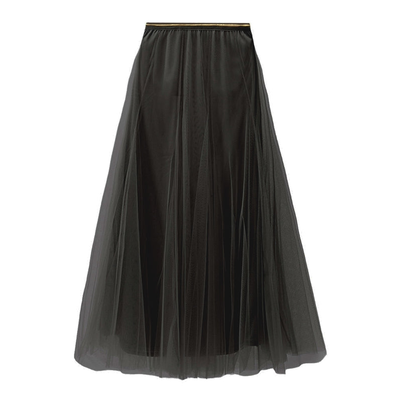 White Leaf Tulle Layer Skirt in Black LGQ23B