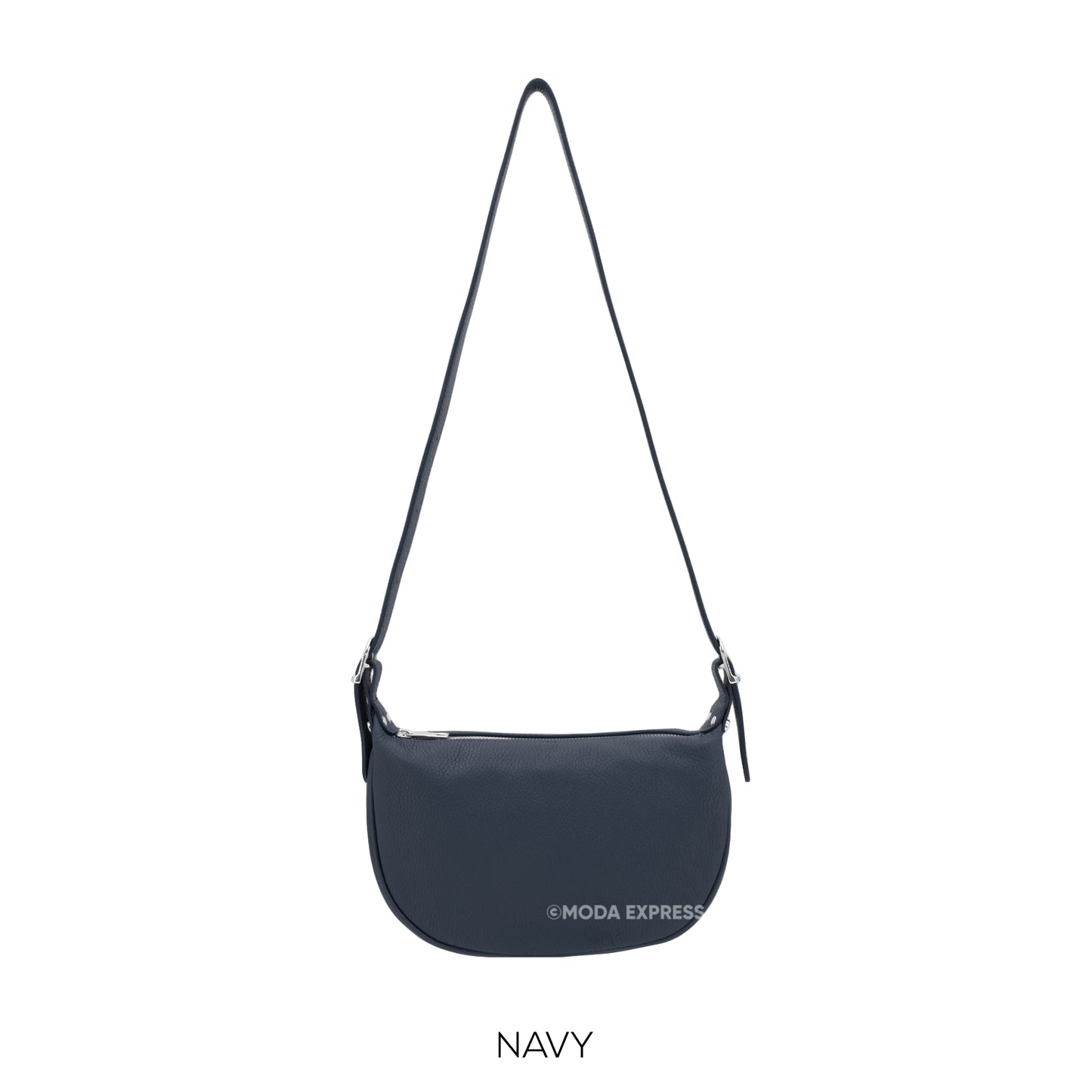 Moda Navy Round Leather Shoulder Bag ITAL01765
