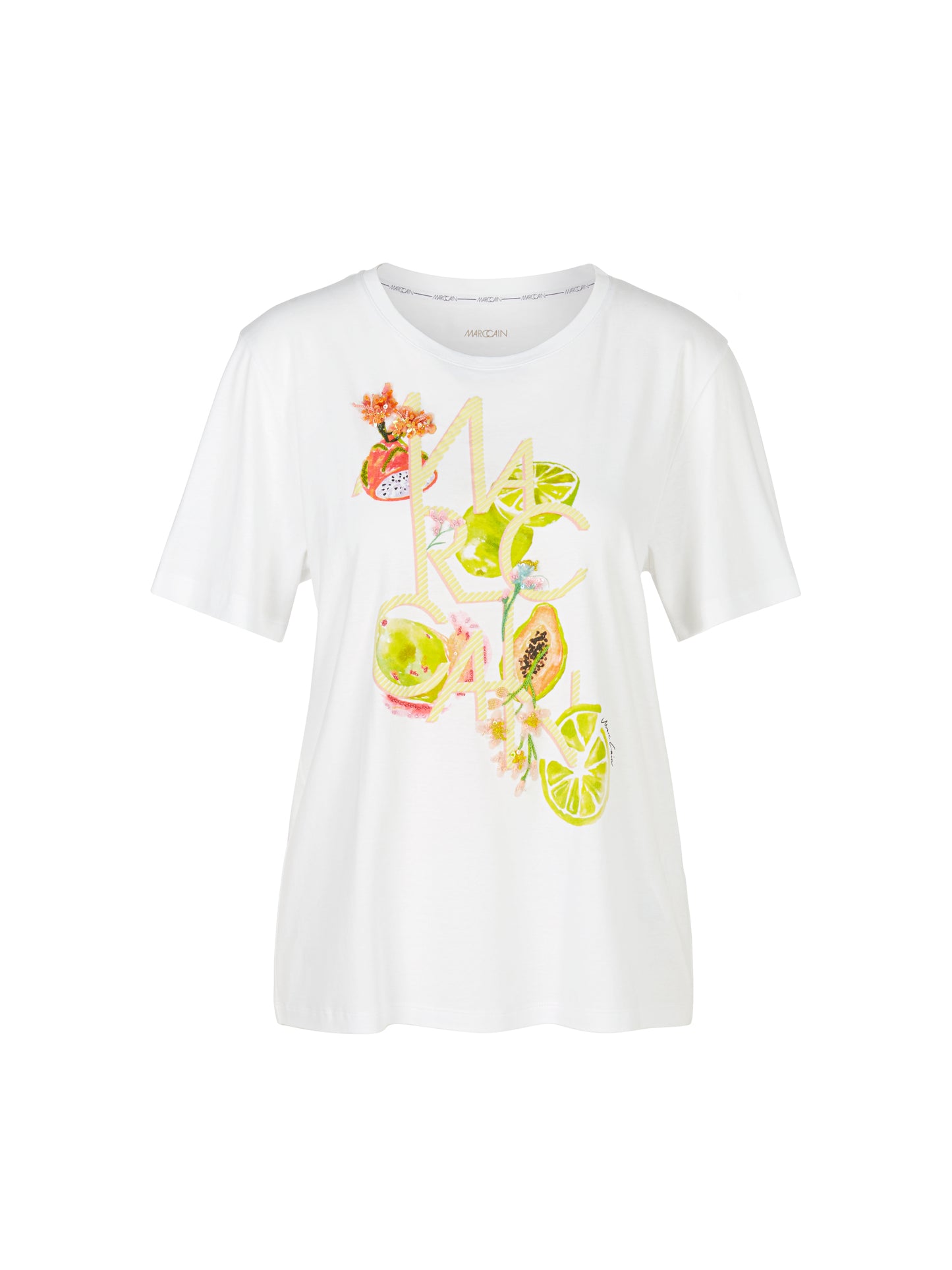 Marc Cain Collection WC4811J40 fruit applique white t-shirt
