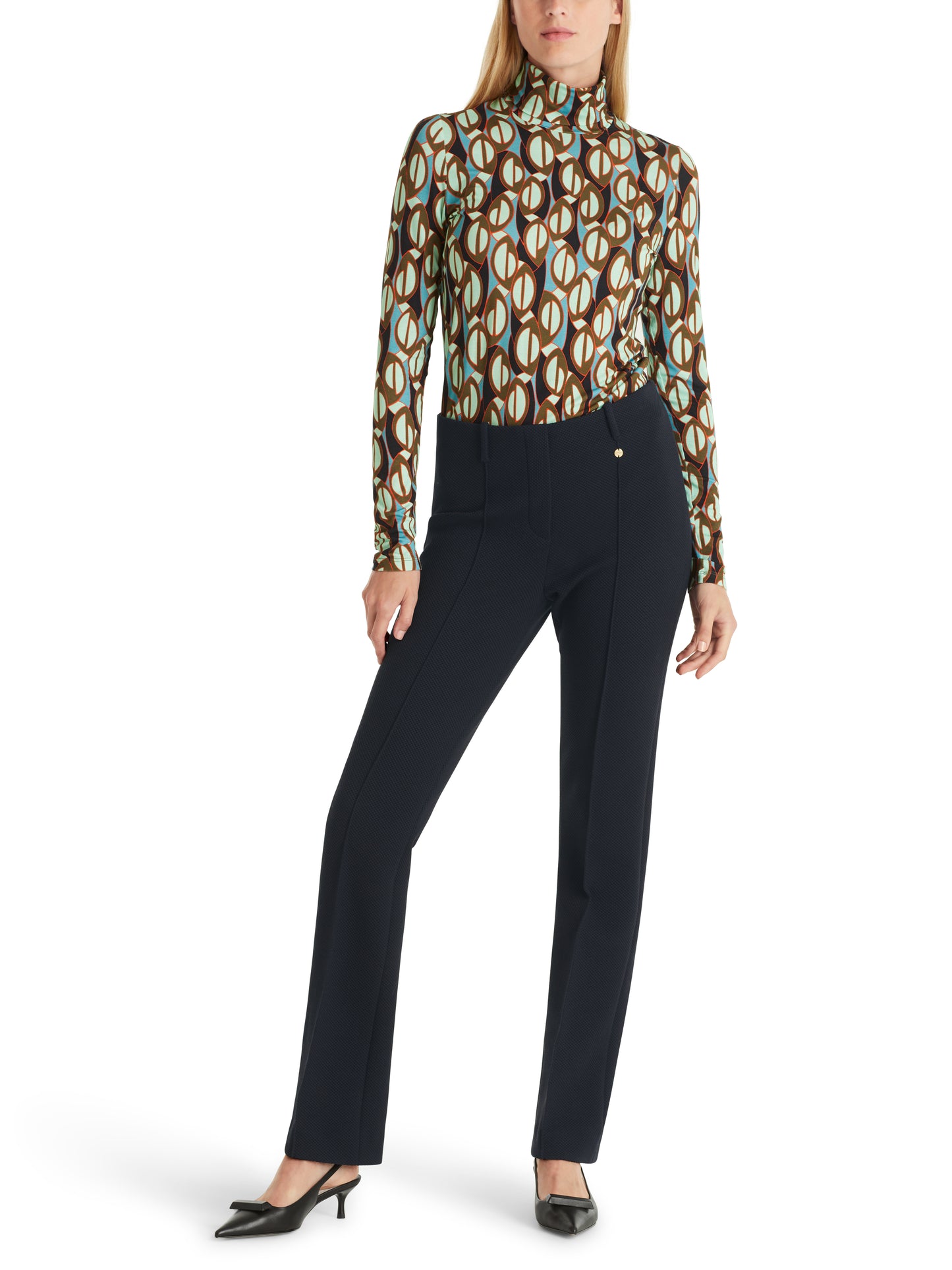 Marc Cain Collections Navy Waffle Stretch Trousers